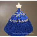 Extravagant Ruffles Satin Nigerian Evening Dress with Embroidery